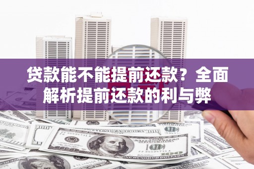 天水贷款能不能提前还款？全面解析提前还款的利与弊