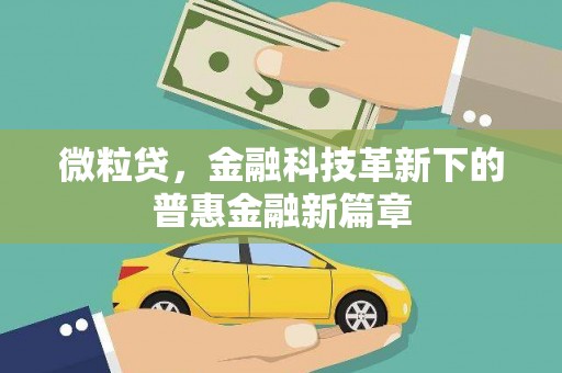 天水微粒贷，金融科技革新下的普惠金融新篇章