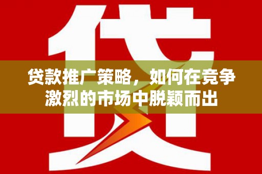 天水贷款推广策略，如何在竞争激烈的市场中脱颖而出