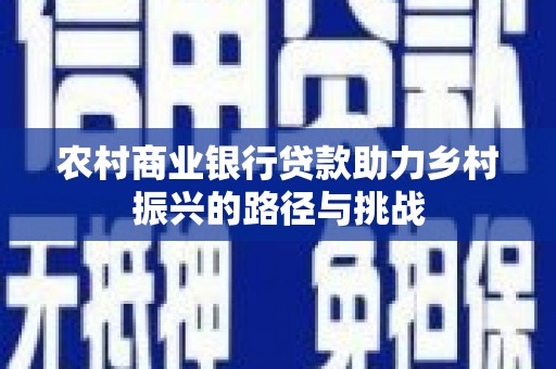 天水农村商业银行贷款助力乡村振兴的路径与挑战
