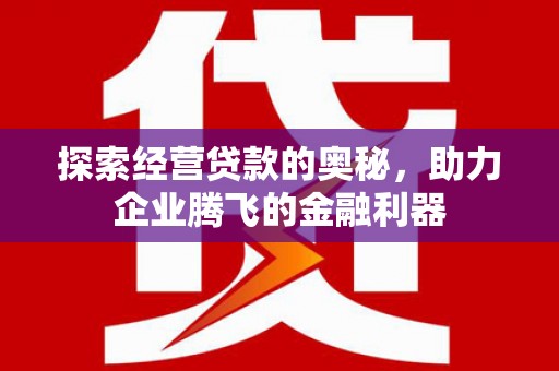 天水探索经营贷款的奥秘，助力企业腾飞的金融利器