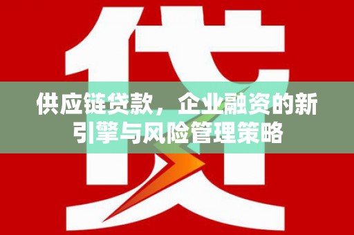 天水供应链贷款，企业融资的新引擎与风险管理策略