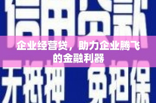 天水企业经营贷，助力企业腾飞的金融利器
