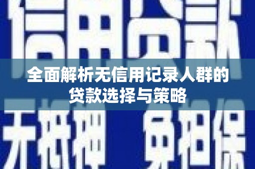 天水全面解析无信用记录人群的贷款选择与策略
